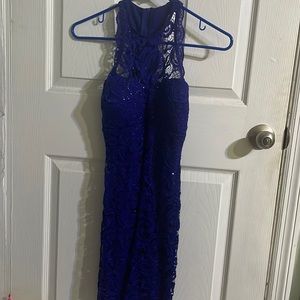 Blue sequin lace dress, size 0.